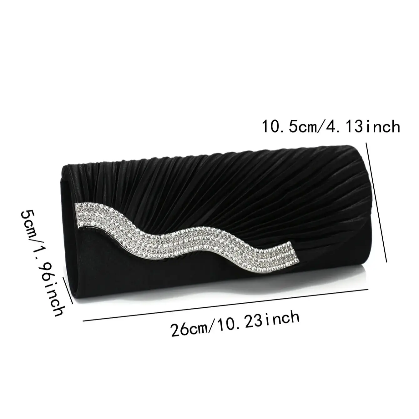 Glitter Women Evening Handbags Ruched Rhinestones Envelope Design Purse