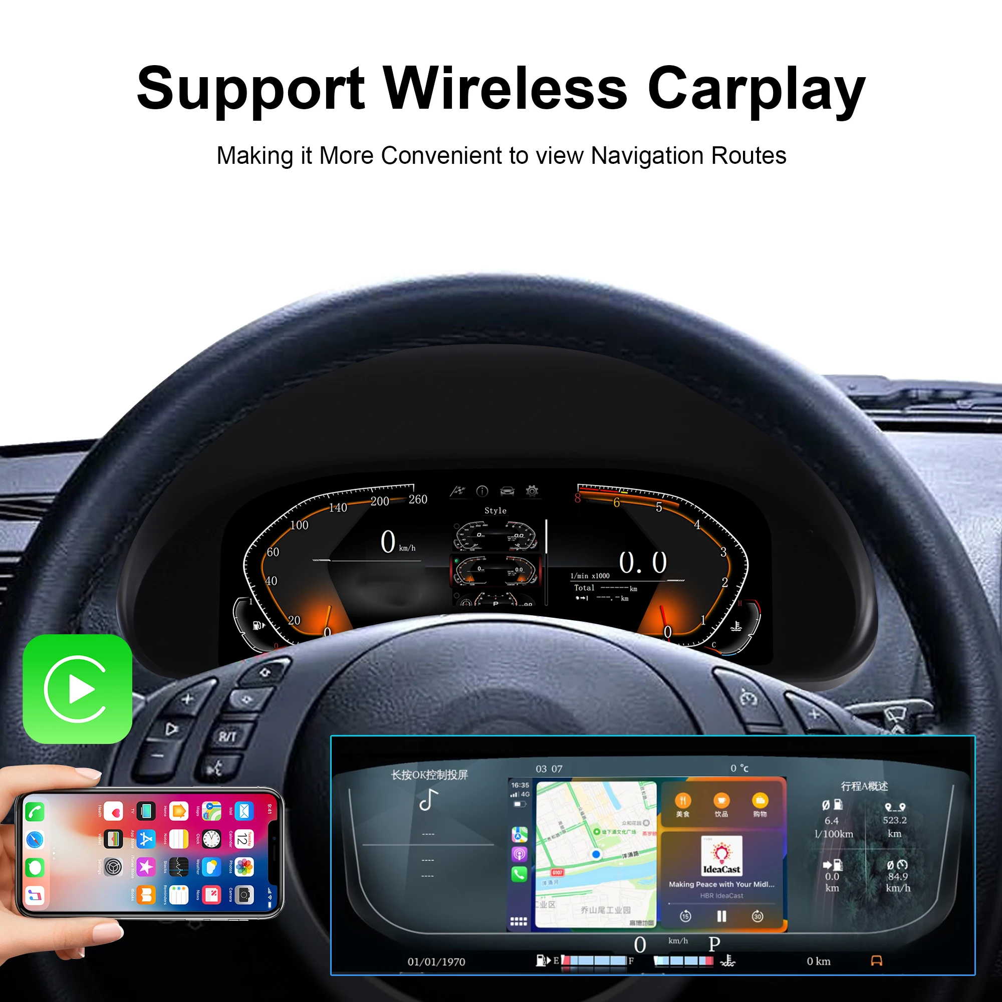 Digital instrument cluster for BMW X5 E53,E39,E38 1999-2006 Wireless CarPlay Odo