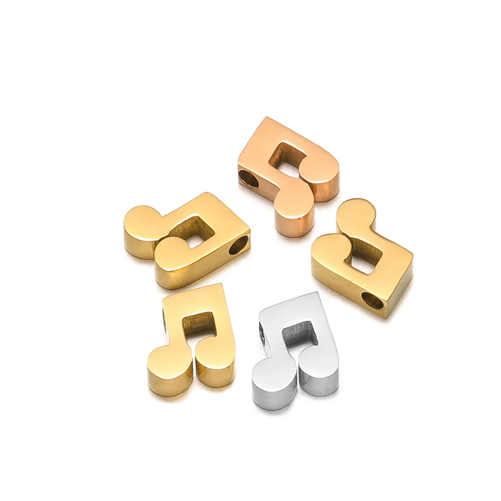 

5Pcs 8mm Stainless Steel Musical Note Beads Gold Color Bracelet Spacer Bead DIY Jewelry Findings Hadmade Necklace Making