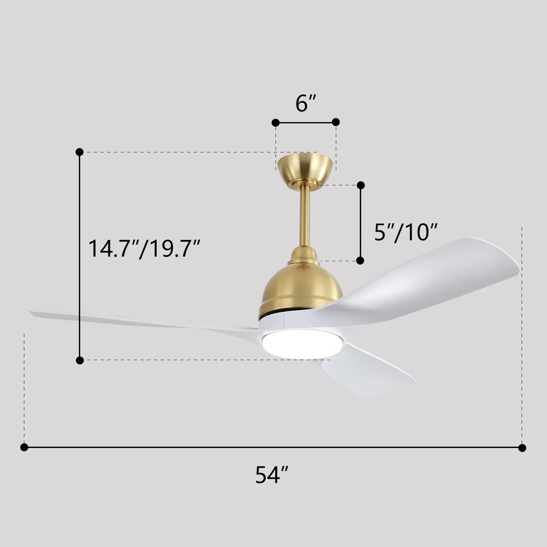 Sofucor 54-inch DC 6-Speed Wind Ceiling Fans With Remote Control With Light Home Fan