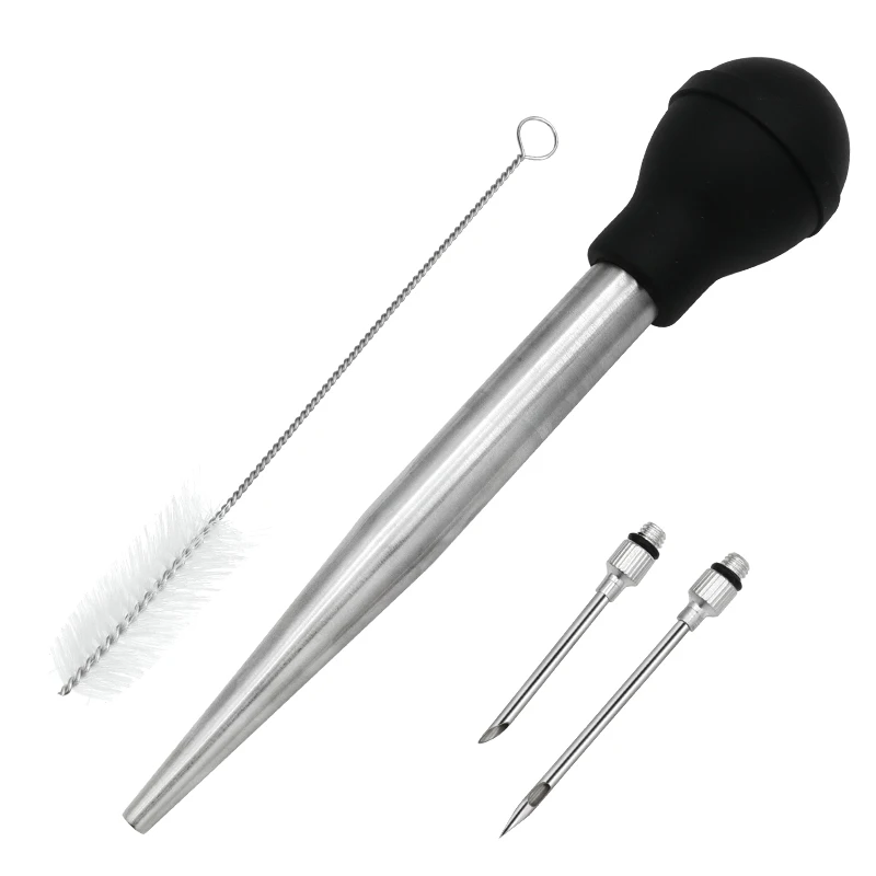 BBQ Meat Syringe Marinade Injector with Stainless Steel Needles Brush bbq grill accessories