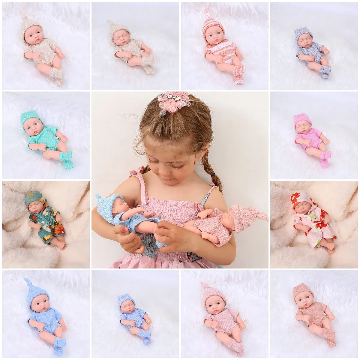 37 Styles 20cm/8in Reborn Doll with Sleepwear Realistic Full Body Silicone Vinyl Doll Christmas Gift for Girls Cute Baby Doll