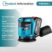 5 Inch Electric Sander Polisher 3Gears Cordless Handheld Rechargeable Orbital Wood Metal Polishing Machine For Makita 18VBattery 2