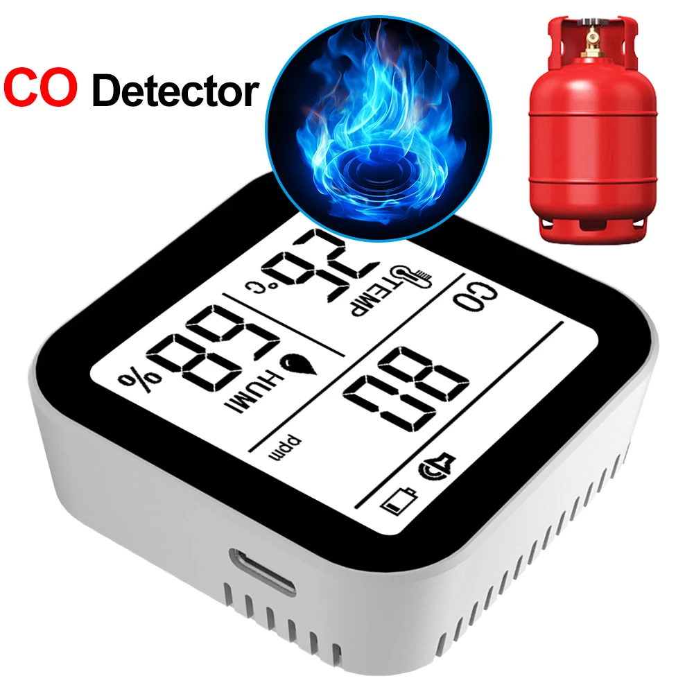 3-in-1 CO Temp Humidity Detector Alarm Function Carbon Monoxide Monitor Temp/Humidity Sensor for Camping Travel Car RV Vehicle