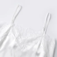 Ensemble pyjama en Satin blanc pour femmes, vêtements de nuit d'été, bretelles Spaghetti en dentelle, camisole avec pantalon, ensembles deux pièces 6