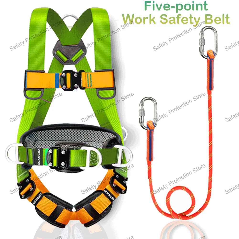 

Full Body High Altitude Work Safety Harness Five-point Safety Belt Rope Outdoor Climbing Training Construction Protect Equipment