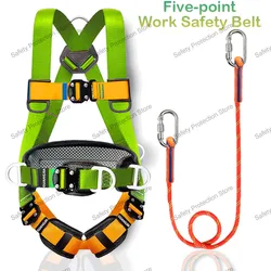 Full Body High Altitude Work Safety Harness Five-point Safety Belt Rope Outdoor Climbing Training Construction Protect Equipment