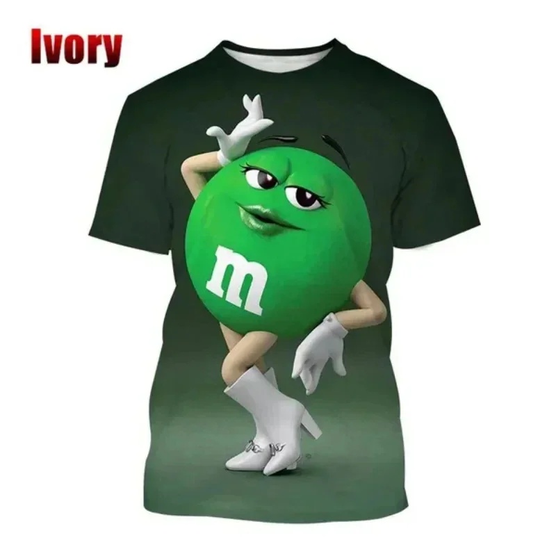 Camiseta divertida con estampado 3D de M & M\'s Chocolate Bean para hombre y mujer, camiseta informal de manga corta, Tops personalizados a la moda,