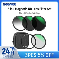 NEEWER 5 in 1 Magnetic ND Lens Filter Set, Black Diffusion 1/4 Filter, Soft GND8, ND8, ND64 Magnetic Adapter Ring 1