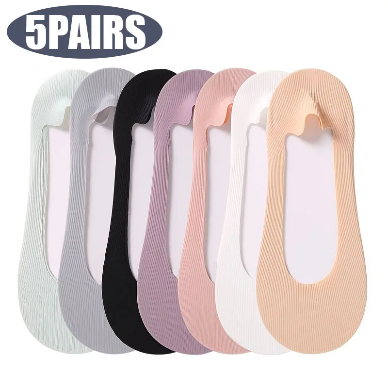 Description Picture 2 of item7 Pairs of Women's Summer Ice Silk Cool Breathable Free Cut Non-Slip Anti-Heel Shallow Mouth Invisible Socks