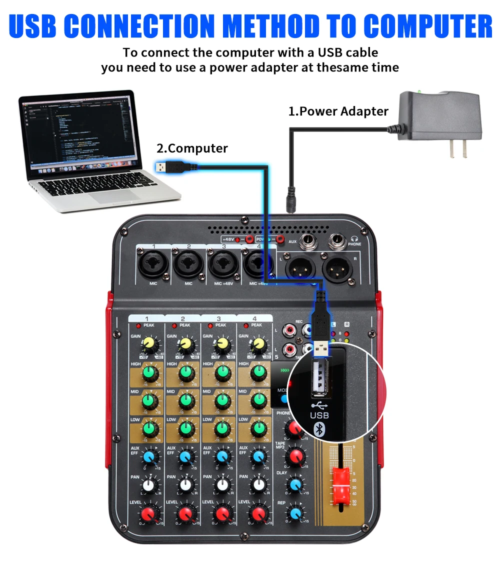 MXi6 6Channel Audio Mixer Outdoor Conference Audio USB Bluetooth