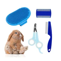 Rabbit Grooming Kit Tear Stain Remover Cleaning Combs Pet Nail Clipper Double-Sided Shampoo Bath Brush for Guinea Pig Bunny 1