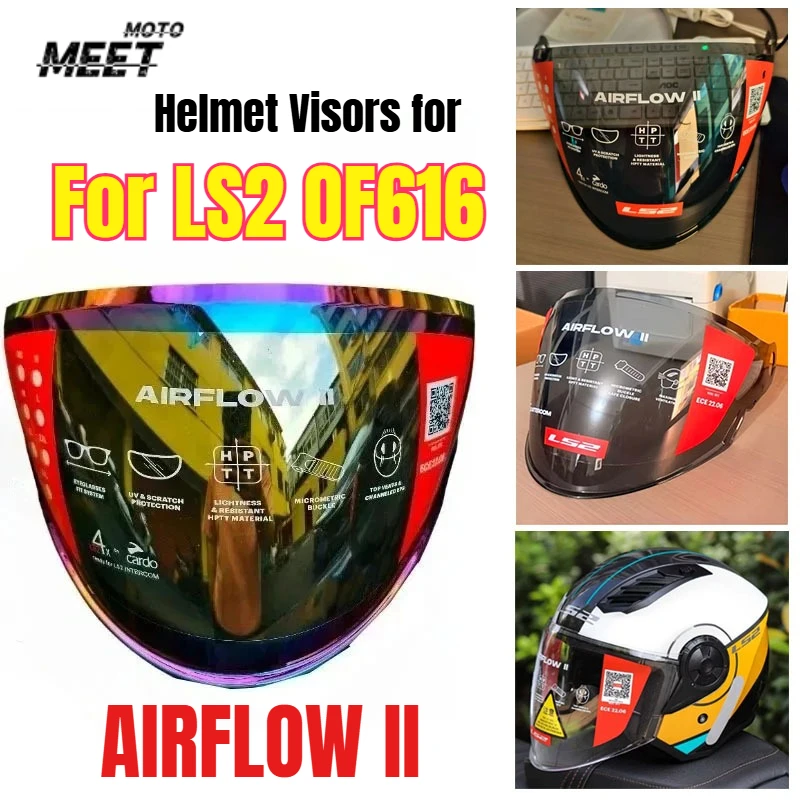 Heiß begehrte silberne Visiere für LS2 AIRFLOW II Halbschalenhelme, passend für LS2 OF616 Helmvisier, offene Motorradhelme, farbige Visiere