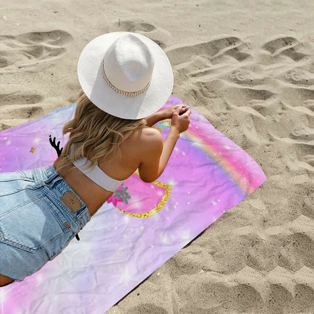 Cute Unicorn Towel Microfiber Beach Towel Absorbent Quick dry Soft Yoga Swimming Resort Mountain Climbing Towel 5