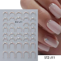 Silver Gold Lines Stripe Nail Sticker Decals Metal Strip Luxury Nails Slider 3D Self Adhesive Design Nail Art Stickers Paper 2