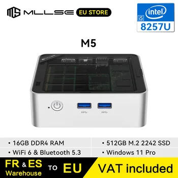 MLLSE M5 Mini PC, Intel Core i5-8257U processor, 16 GB of DDR4 RAM, 512 GB SSD, Wi-Fi 6, Bluetooth 5.3, Windows 11 Pro.