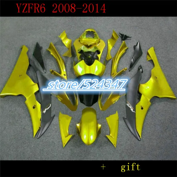 

Fei-Black flames yellow Fairing kit for YZFR6 08 09 10 11 12 14 YZF R6 2008 2014 YZF600 Fairings