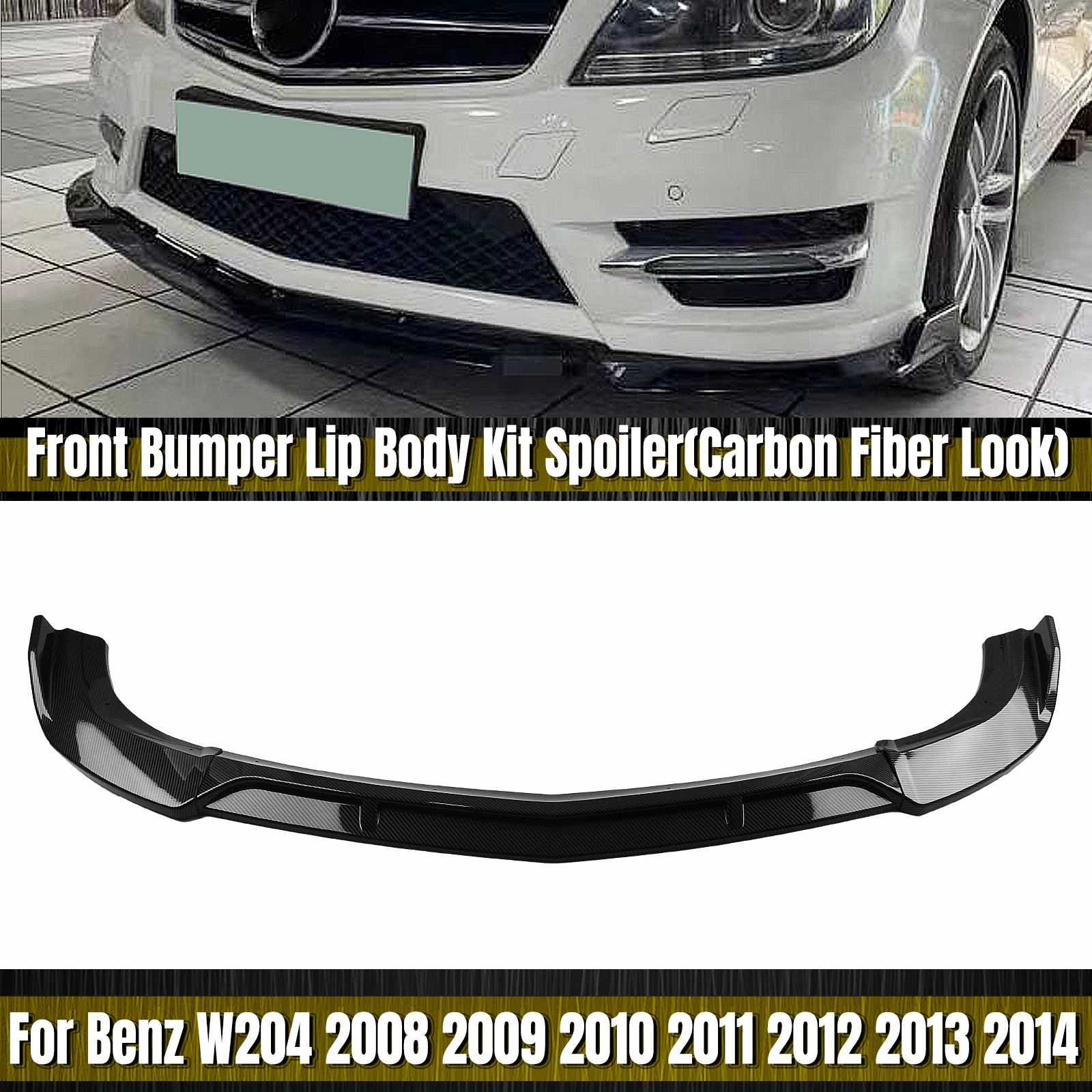 Front Bumper Lip Spoiler Splitter Body Kit For Mercedes For Benz W204 C180 C200 C250 C300 C350 2008 2014 Glossy Black I3204296334
