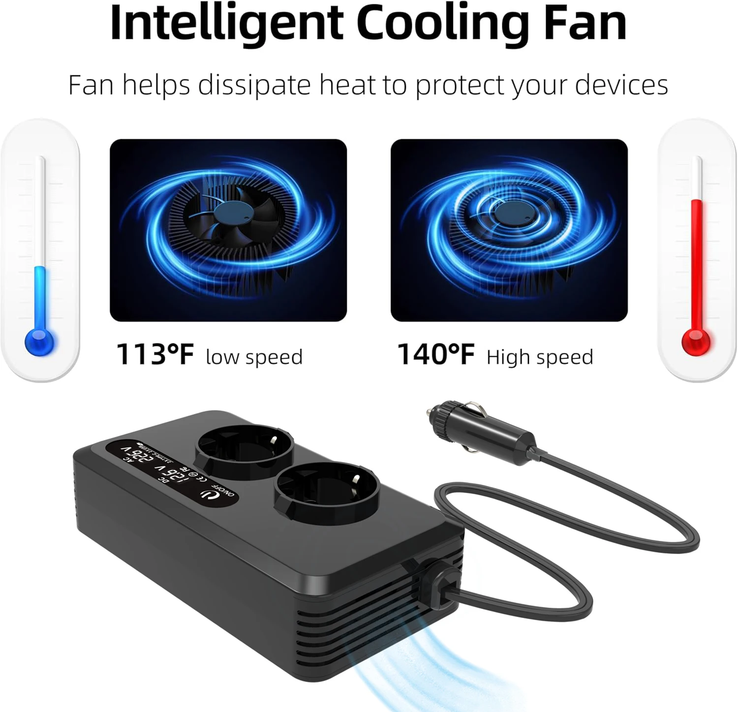 200W 차량용 인버터 DC 12V to AC 220V 230V 변압기 변환 Type-C USB 고속 충전 EU 소켓 차량용 인버터 전원 어댑터