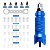 Blue Aluminum Alloy Cordless Electric Rivet Nut Gun Tool Set with Attachments  2.4/3.2/4.0/4.8mm DIY Automotive Hex Shank Nozzle 1