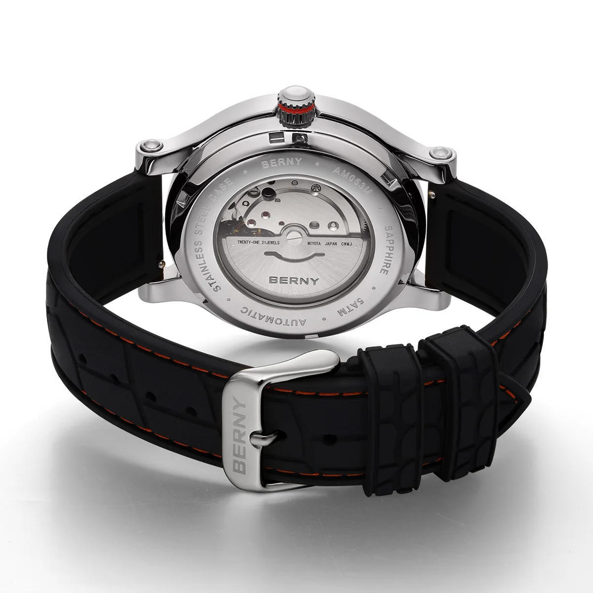 Mechanical watch BERNY Men's Mechanical Watch Sapphire Miyota 8215 Multifunction Super Luminous Watch Compass Tire Dial Cool Play Men Wristwatch