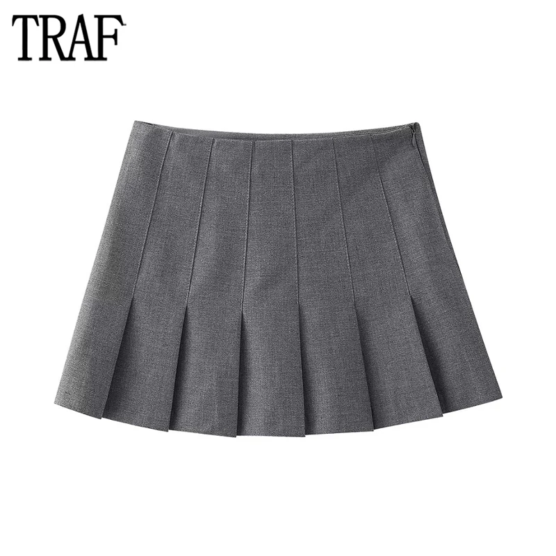 

TRAF Box Pleated Short Skirts for Women High Waist Mini Skirt Women 2024 Ruched Office Women's Skirts Streetwear Woman Skirts