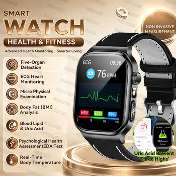 Nuovo Smartwatch 2026 per Analisi della Salute Cardiaca ECG, con Misurazione Accurata di Acido Urico, Pressione Sanguigna, Grasso Corporeo e Funzioni Fitness per Cinque Organi