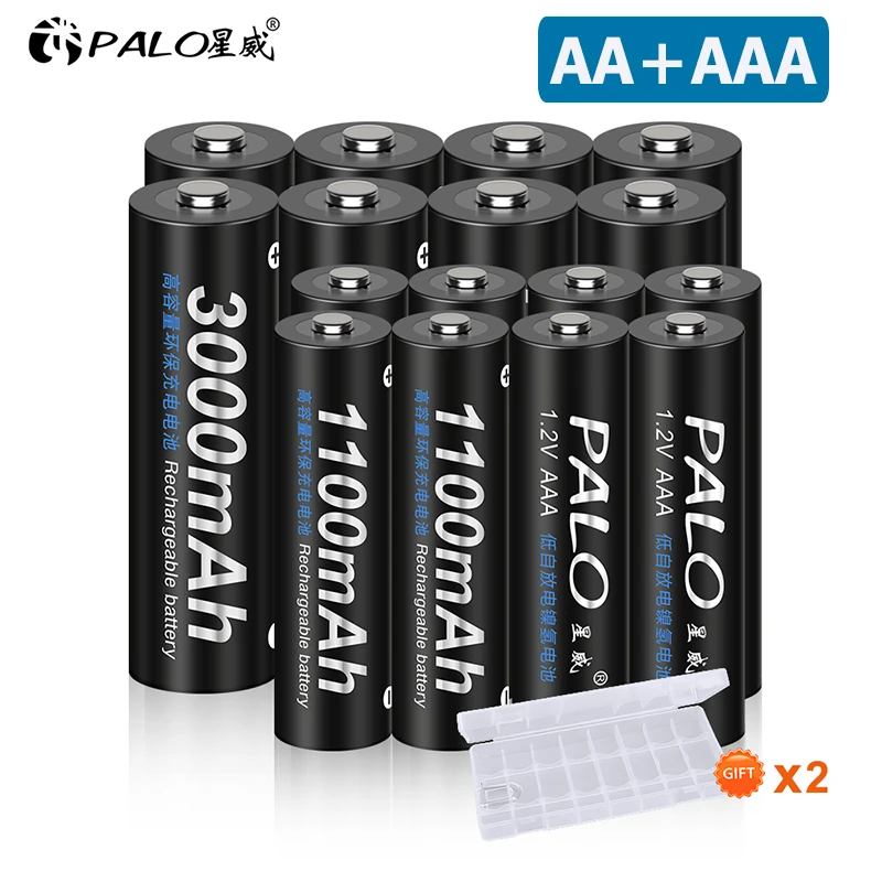 PALO batería recargable de 1,2 pila AA AAA de 1100mAh, 1,2 V, AAA, NIMH, pila AA de 3000mAh, pilas Ni MH AA 2A|aa 3000|battery aarechargeable battery - AliExpress
