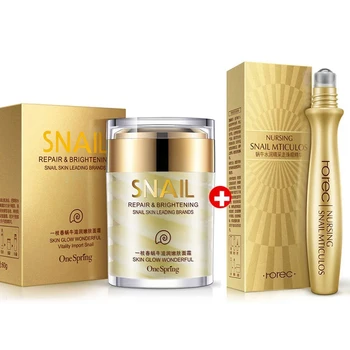 Cura della pelle Crema di lumache Crema al collagene Antietà Sbiancare la pelle Crema per il viso Dissolvenza Cerchi scuri Rimuovere le borse per gli occhi Siero per gli occhi