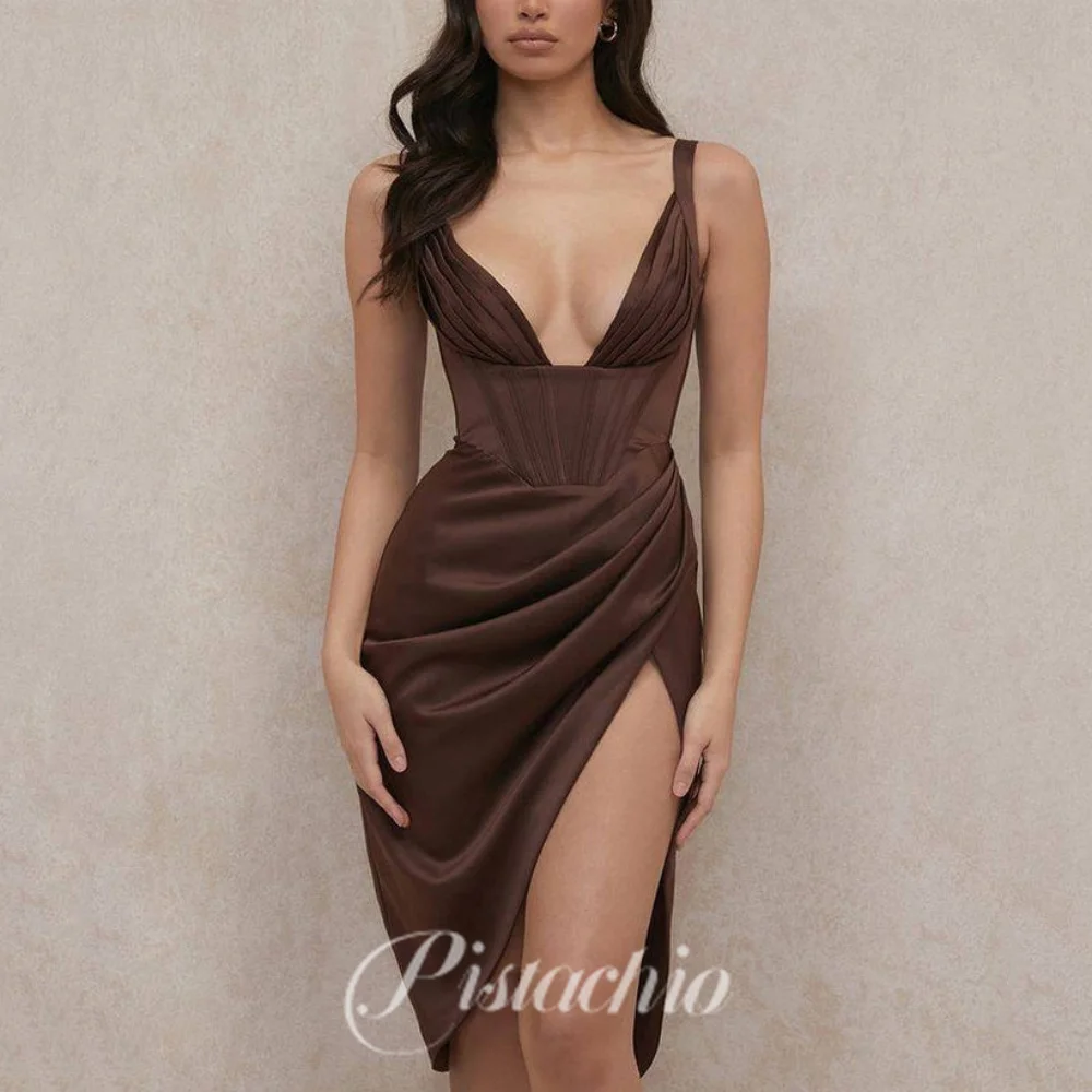 

Sexy Party Dress For Women V Neck Mermaid Simple Evening Gowns Tank Backless Knee Length Prom Dresses فساتين سهرة