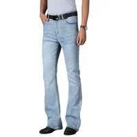 Spring 2024 Vintage Flared Jeans For Men Boot Cut Denim Jeans Classic Bell Bottom Casual Pants Fashion Light Blue Trousers 1