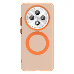 Magsafe Matte Protective Phone Case with Magnetic Wireless Charging and Shockproof Back Cover for OPPO Reno12 FS 5G (Orange)