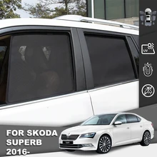 

For Skoda Superb 3 Mk3 2015-2021 Magnetic Car Sunshade Front Windshield Mesh Frame Curtain Baby Rear Side Window Sun Shade