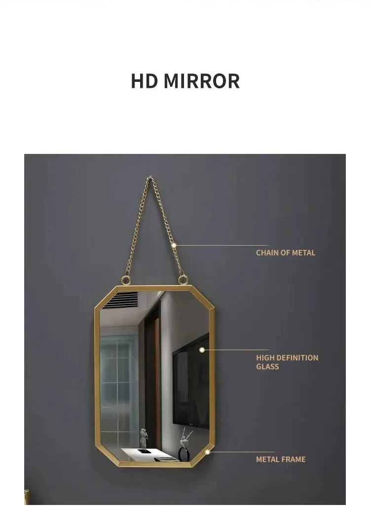 Wall mount vanity mirror with arched shape and cast iron material.