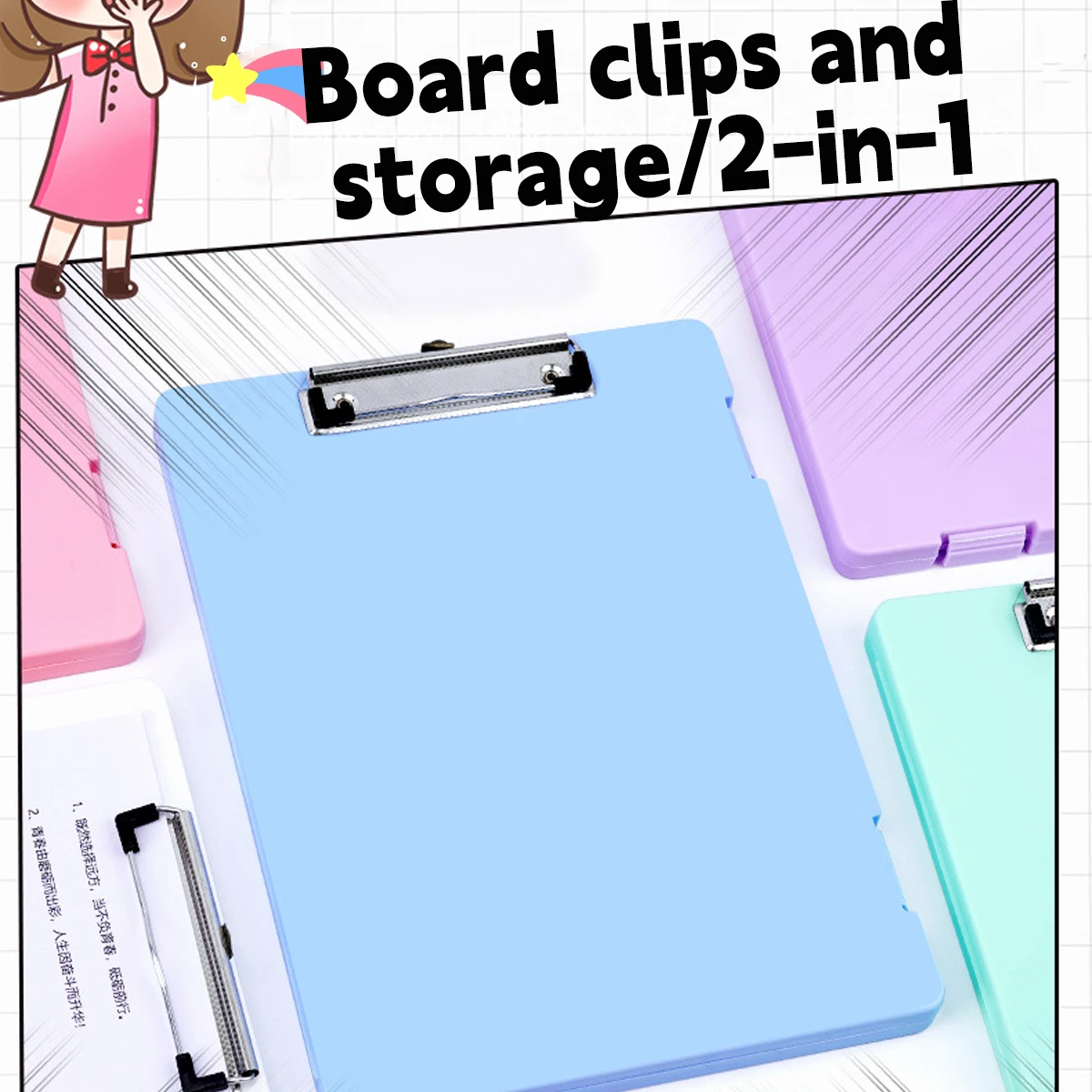 File Box A4 Transparent Information Box Large Capacity PP Plastic Morandi Color Dormitory Test Paper Information Storage