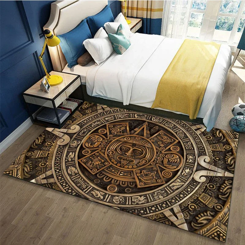 

Printed carpet of ancient Aztecs tribe,decorative carpet of living room and bedroom, anti-skid floor mat of kitchen and bathroom