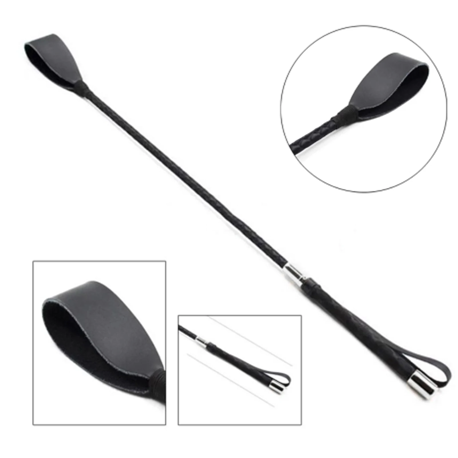 Deluxe Black Equestrian Riding Crop with Comfortable Grip for Versatile Use