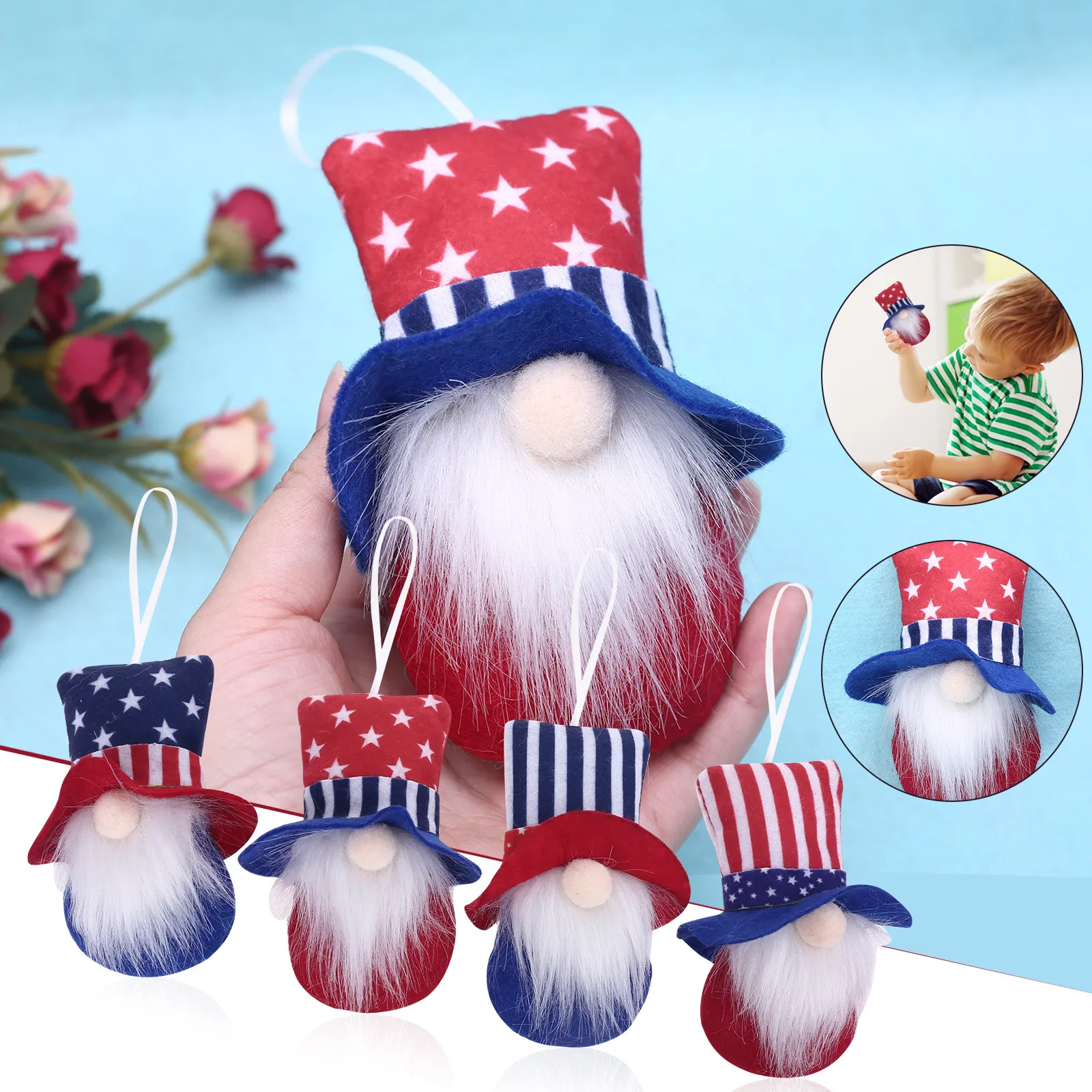 

Household Gifts Patriotic Plush Decorations Holiday Doll Gnome Dwarf Doll Plush toy Heuristics Toy ,23 Cm