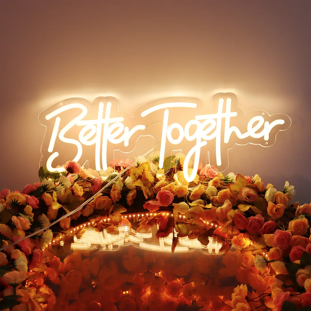 Kelly Better Together Led Neon Signs USB Powered Neon Lights for Wedding Decor Engagement Mr And Mrs Just Married Neon lights