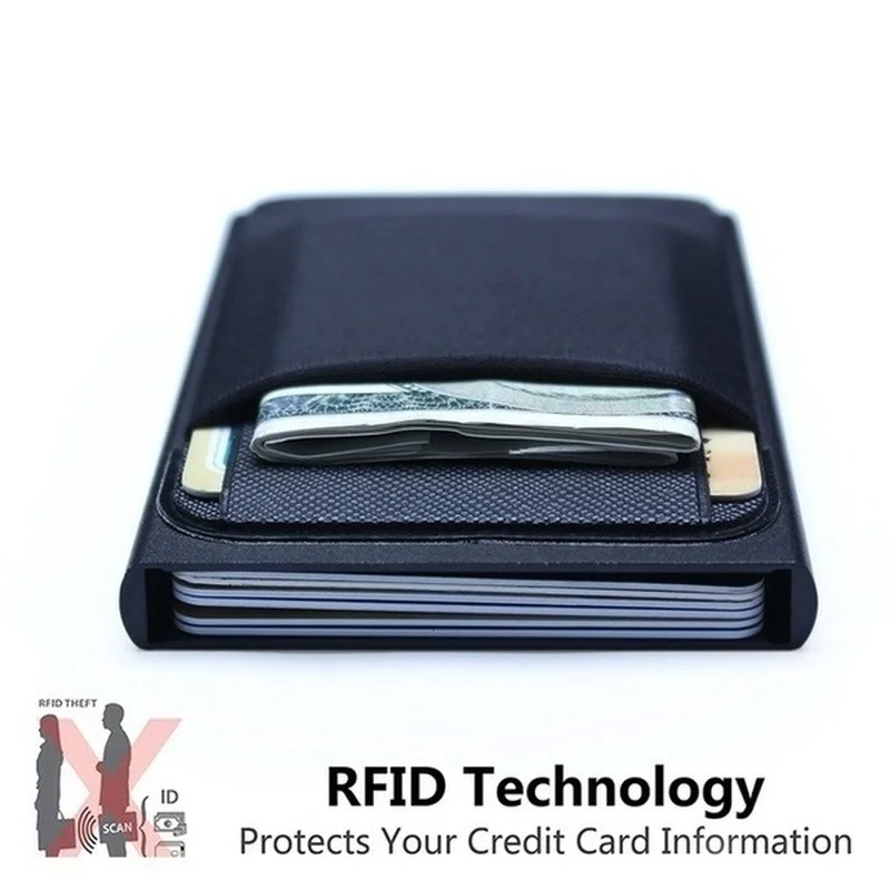 

Men Business Aluminum Cash ID Card Holder RFID Blocking Slim Metal Wallet Coin Purse Card Case Credit Card Wallet Rfid Wallet