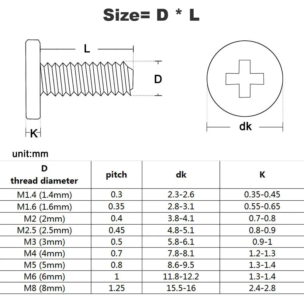 초박형 초저 플랫 웨이퍼 헤드 볼트 나사, 304 스테인리스 스틸 크로스 필립스, CM M1.4 M1.6 M2M2.5 M3 M4 M5 M6 M8 A2, 2 개, 50 개