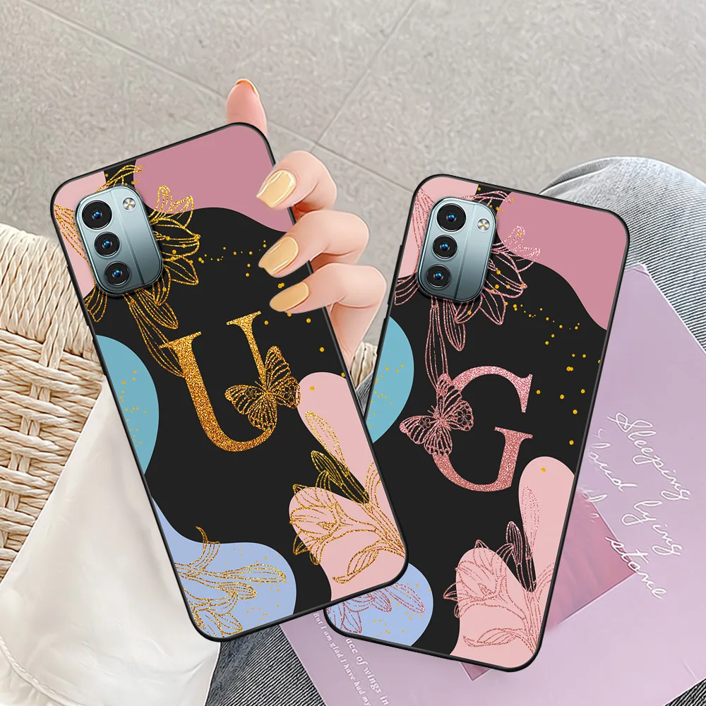 Sleek Silicone Bumper Case with Stylish Lettering - Black