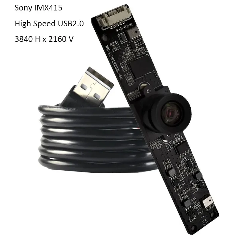 디지털 마이크 포함 USB 카메라 모듈, 4K HD, 3840x2160, 8 MP, IMX415 센서, FF 120 °, MJPEG YUV2, 30 FPS, 제품 비전용 무료 드라이브
