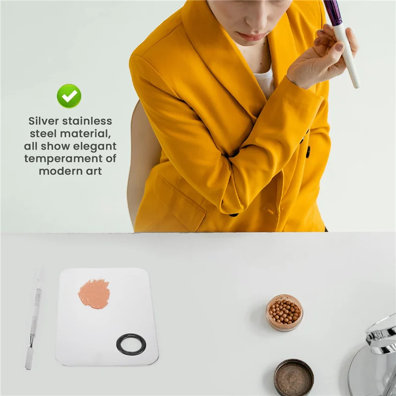 ABKR-전문 메이크업 팔레트 트레이 혼합 메이크업 스테인레스 스틸 리퀴드 파운데이션 팔레트 수채화 아트 메이크업 도구