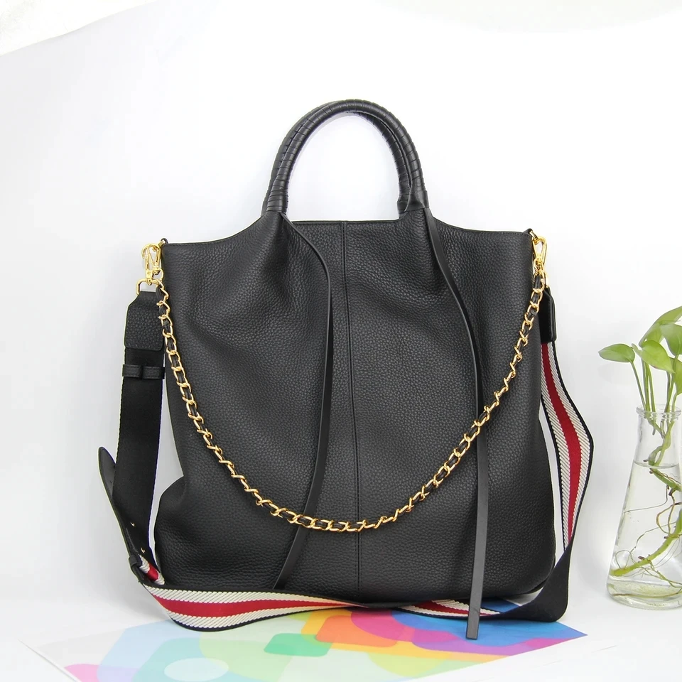 

Сумка женская из натуральной кожи, вместительный тоут, саквояж кросс-боди для покупок, портфель из воловьей кожи с несколькими отделениями сверху