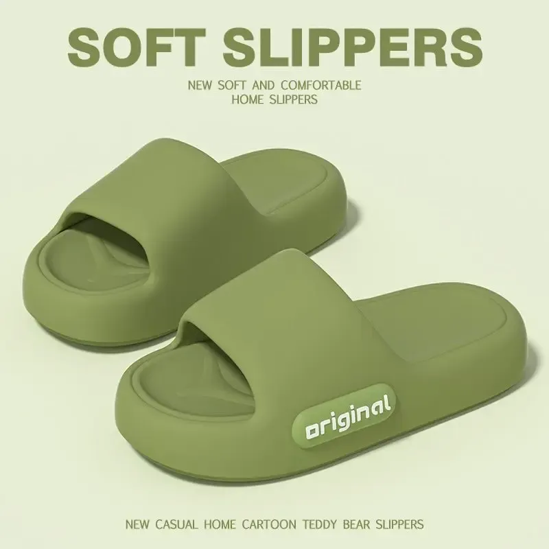 Summer Anti-Slip Soft Home Bathroom Slippers Women Men Comfortable EVA Indoor Shoes Simple Fashion Non-Stink Footwear