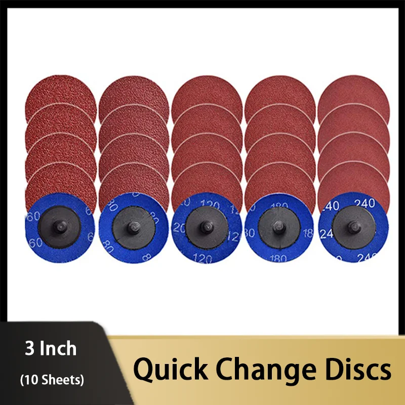 

10 Pcs 3 Inch Quick Change Disc Set Lock Sanding Disc for Surface Prep Strip Grind Polish Finish Burr Rust Paint Removal