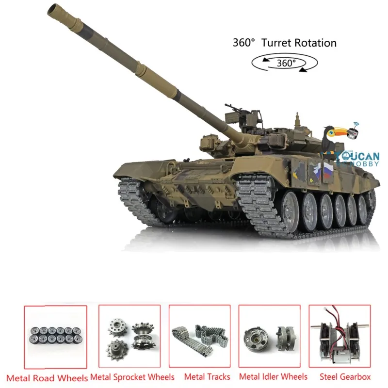 HENG LONG 1/16 스케일 RC 탱크 모델 7.0 러시아 T90 3938 360 °   터렛 금속 트랙 RC 장난감 맞춤형 선물 무선 조종 팬저