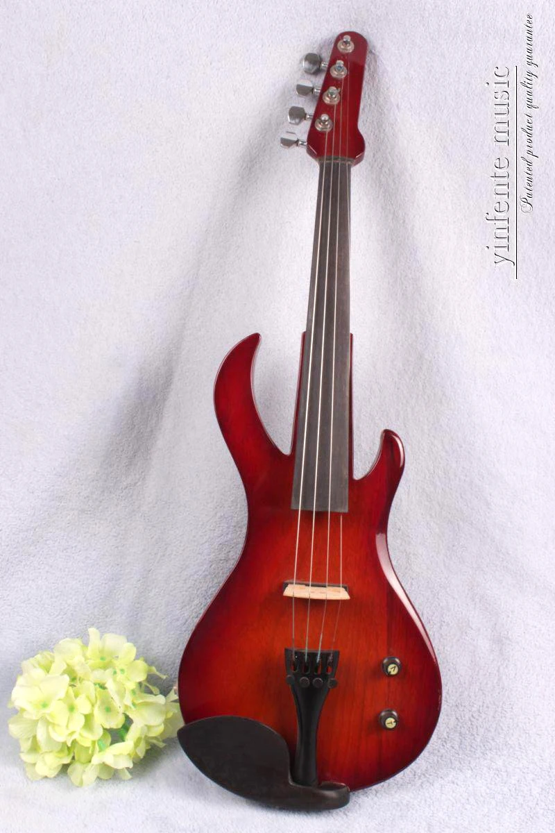 

Yinfente 4 String Electric Violin New Flame Guitar Shape Great Sound Ebony Fitting 4/4 Full Size High Quality Violins for Player