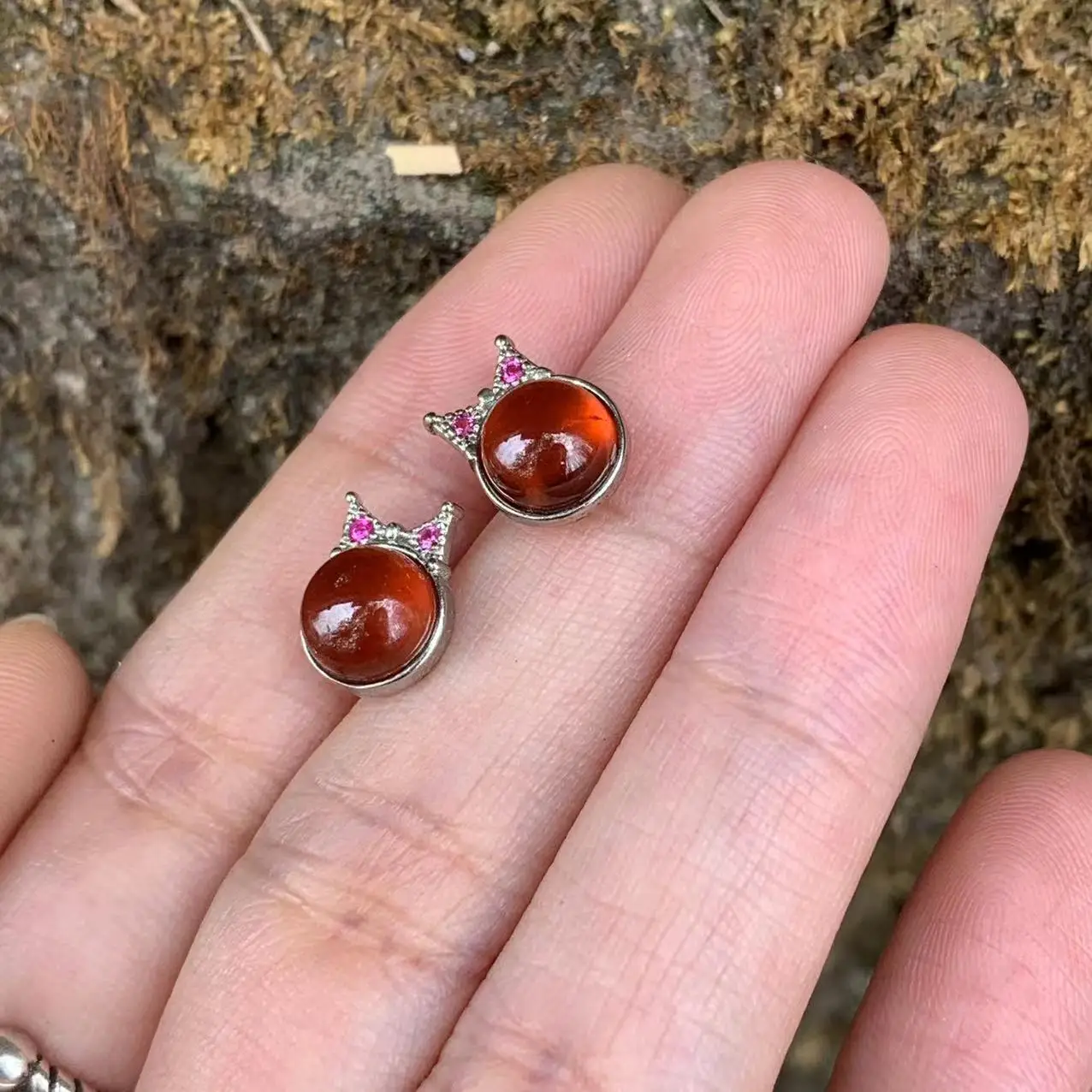 Natural Garnet 925 Sterling Silver Stud Earrings for women Heart Stone Jewelry Gift